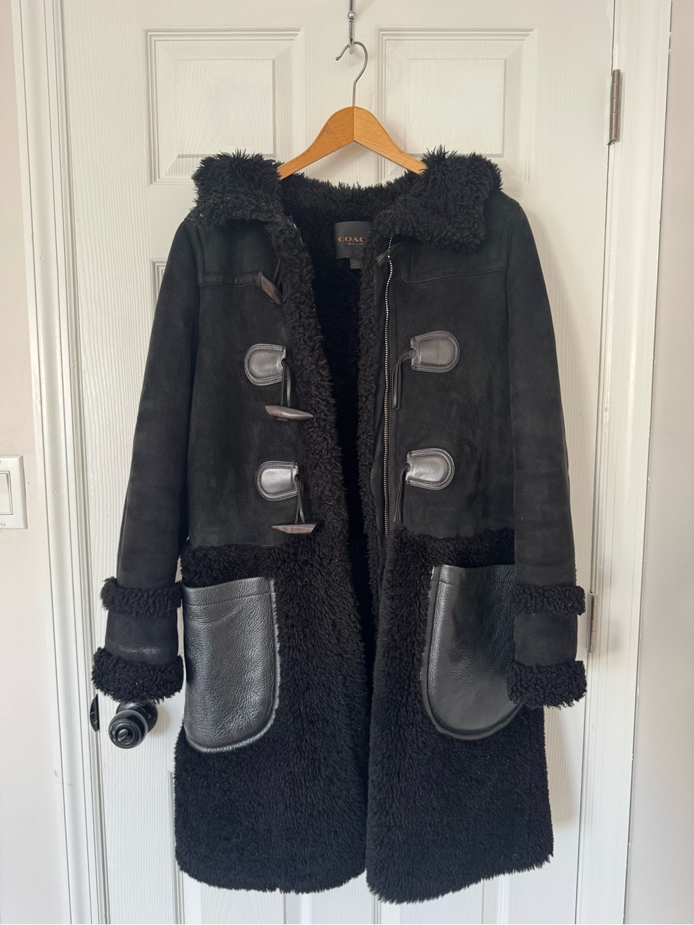 Coach Fall 2015 RTW Shearling Sheepskin & Leather Hooded Duffle Coat